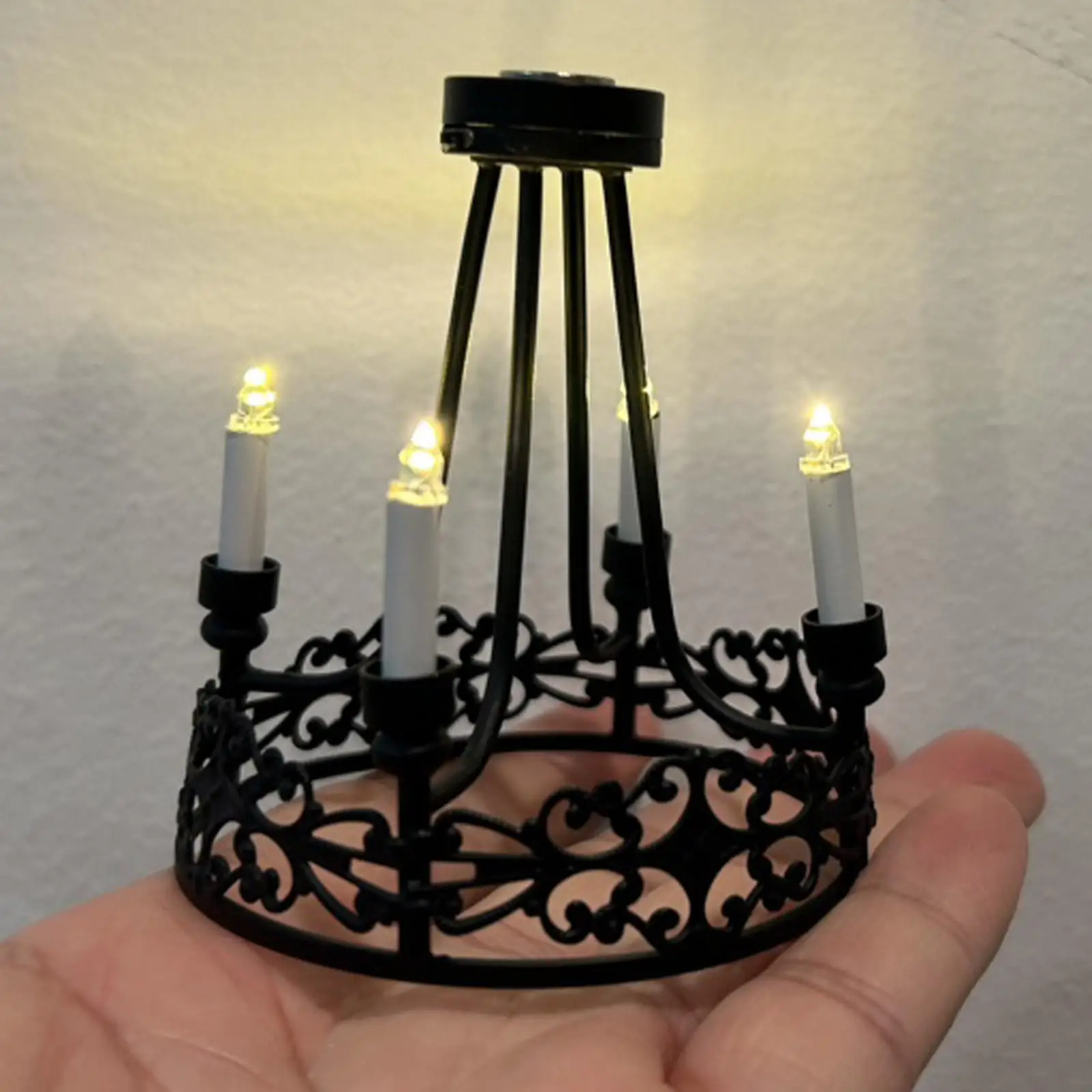 

1/12 Scale Miniature Chandelier Pretend Play Life Scene Ceiling Lighting Furniture Ornaments for Dining Room Bedroom Home Decor