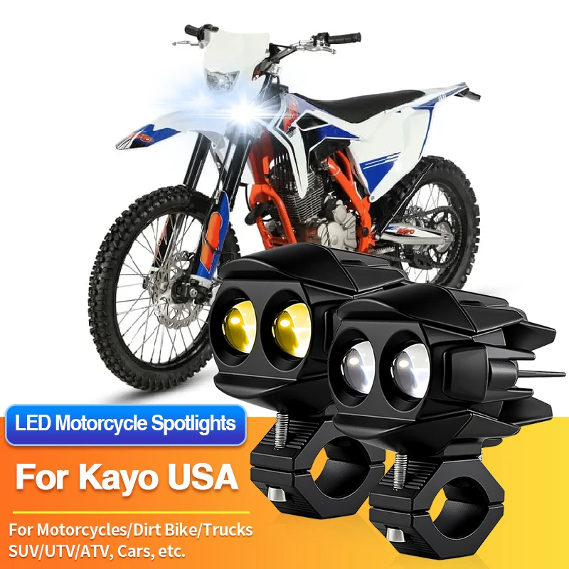 

Комплект светодиодных фар для мотоциклов, 2-цветный прожектор для грузовиков, автомобилей, квадроциклов Kayo USA KMB/KT250/S200/STORM 150 180/TD125/TS/TT125/TT140
