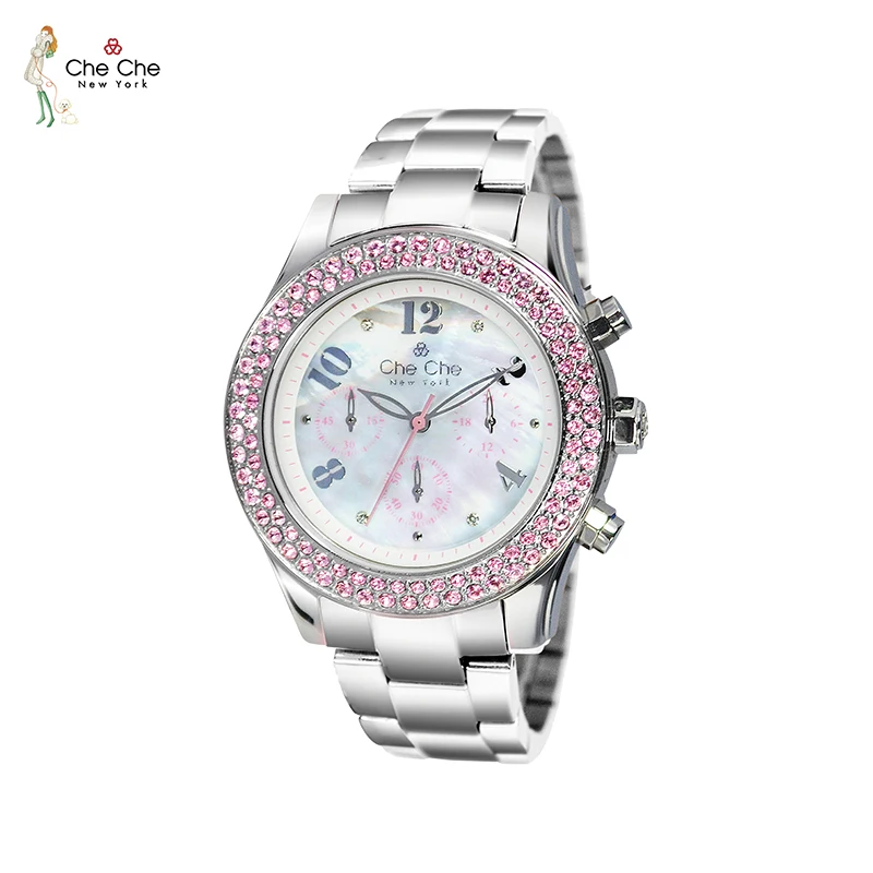 CHECHE Roestvrij Stalen Horloge voor Vrouwen Super Fairy Crystal Kleine Wijzerplaat Harajuku Retro Hoge Waarde Shell Licht Luxe Dames CC001