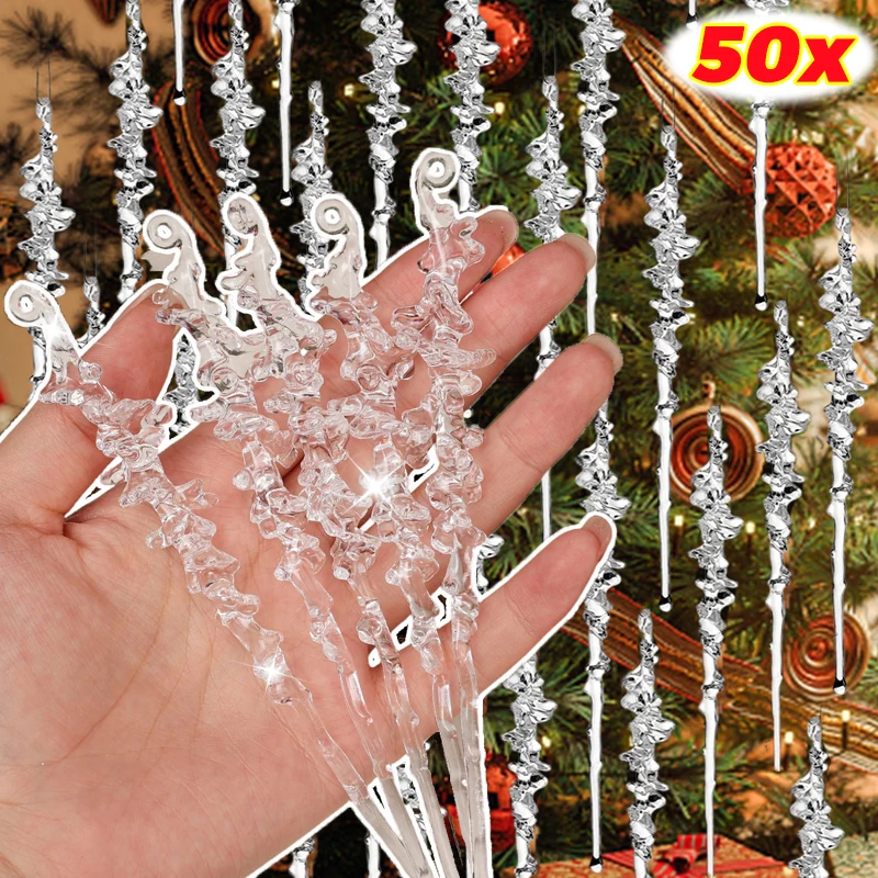 

Christmas Acrylic Icicle Transparent Simulated Icicles Decoration Christmas Tree Hanging Ornament Xmas Wedding Party Decoration