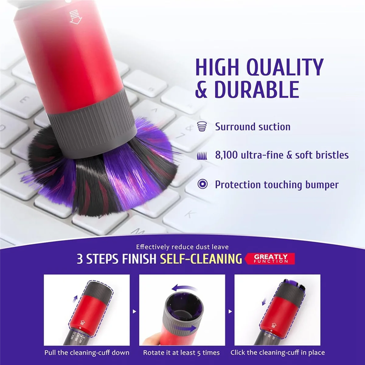 Para v7 v8 v10 v11 v15 ferramenta de fenda flexível e acessório de escova de poeira sem rastros para detalhamento de carro e limpeza de cantos