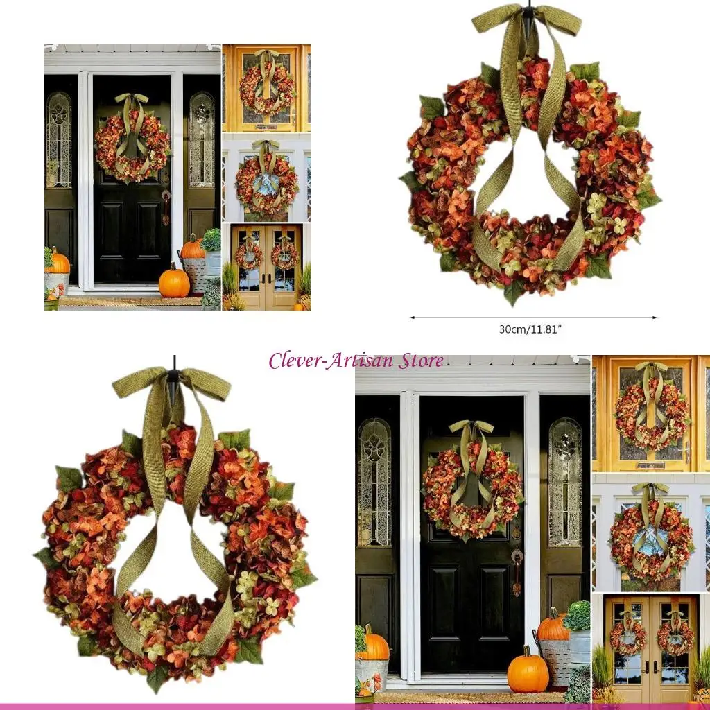 

E06B Осенний урожай День Благодарения Висячие украшения Хорошее украшение венок из гортензии