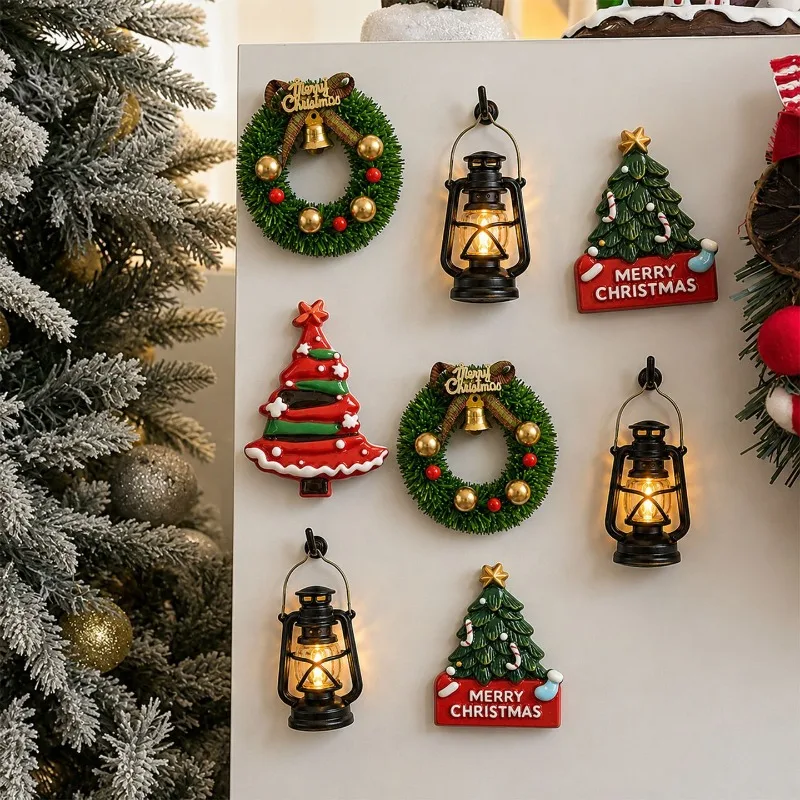 3D Christmas Wreath Fridge Magnet, Ins Style Xmas Magnetic Decor, Creative Christmas Tree Hanging Ornament