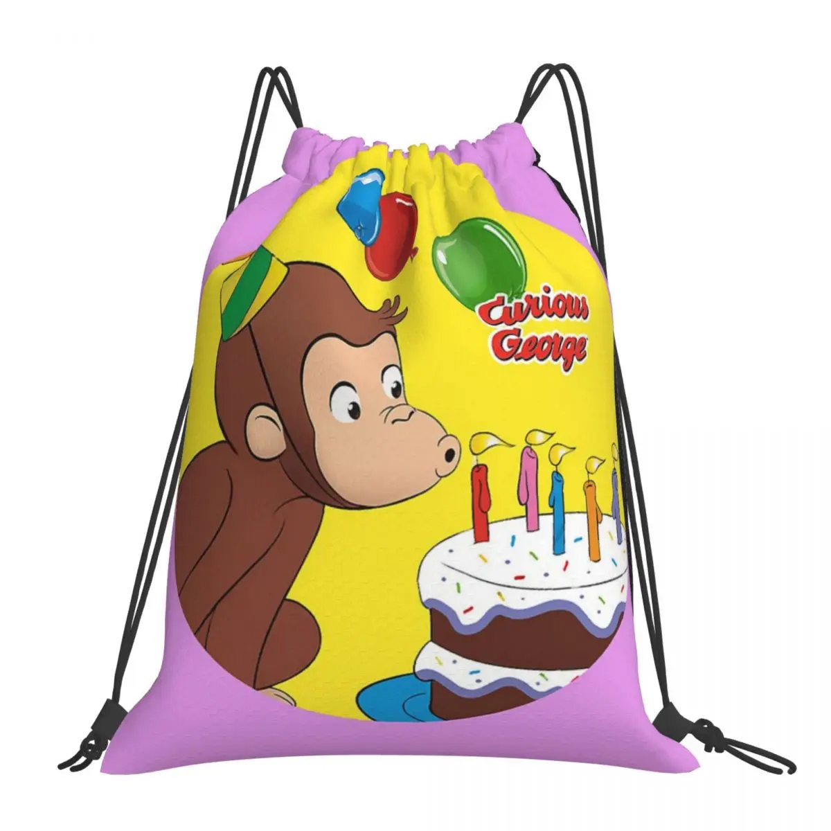 

Рюкзаки Curious George, повседневные портативные сумки на шнурке, карманные спортивные сумки на шнурке, сумки для книг для мужчин и женщин, студентов