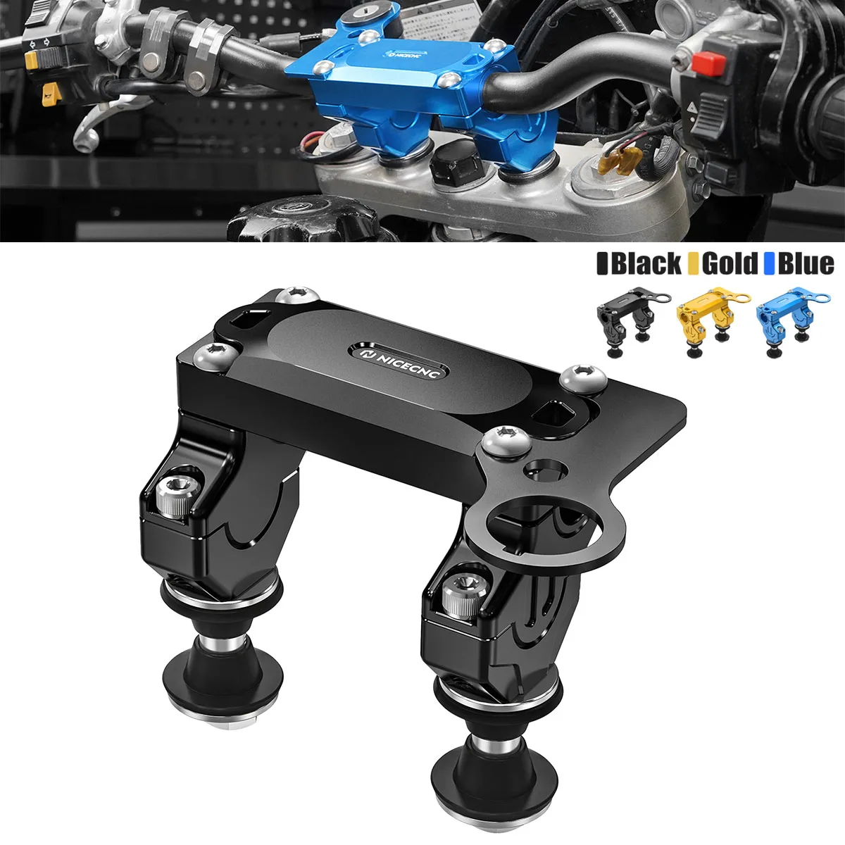 NICECNC Motorcycle Offset Adapter Raised HandleBar Riser Mount Clamp Kit For 2024 2023 Suzuki DR-Z400SM DR-Z400 SM 2005-2024