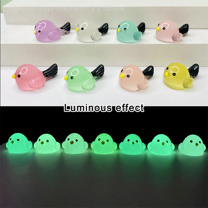 

50Pcs Glow In Dark Resin Birds | Mini Luminous Animals For Garden Decor Dollhouse Crafts Fairy Landscape DIY Accessories