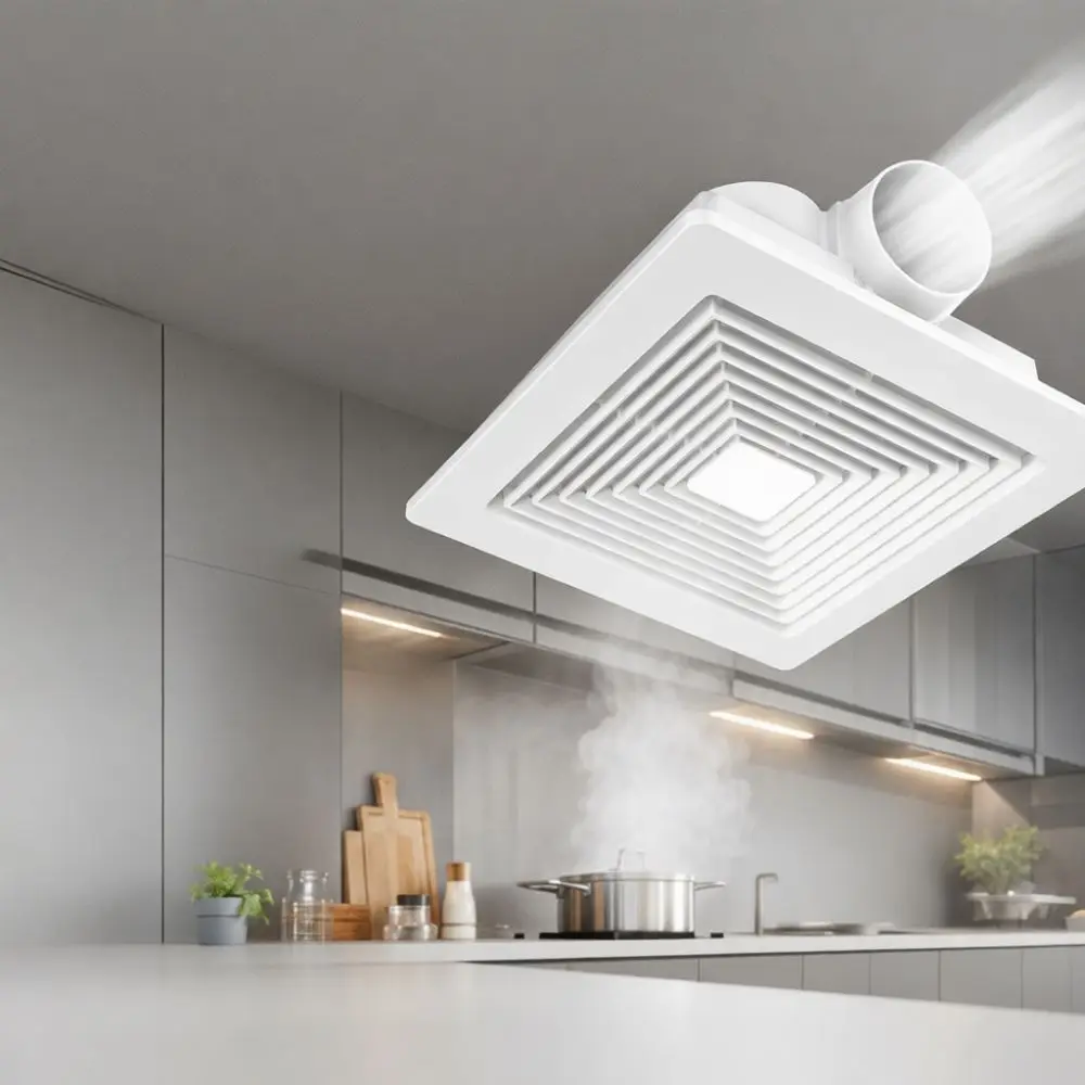 Powerful Bathroom Ventilation Fan Flush Mount Kitchen Exhaust Duct Blower Quiet Ceiling Air Flow Extractor Vent System