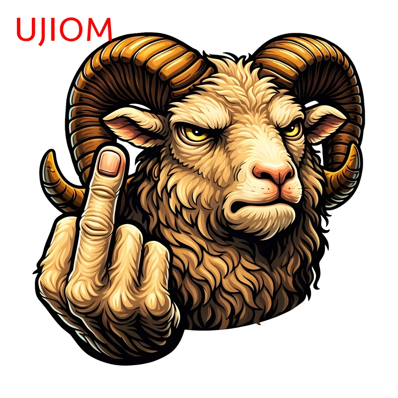 UJIOM Sheep One-finger Salute Wall Stickers Simple Cartoon Baby Nursery Room Door Decal Cool Vinyl Refrigerator Decoration