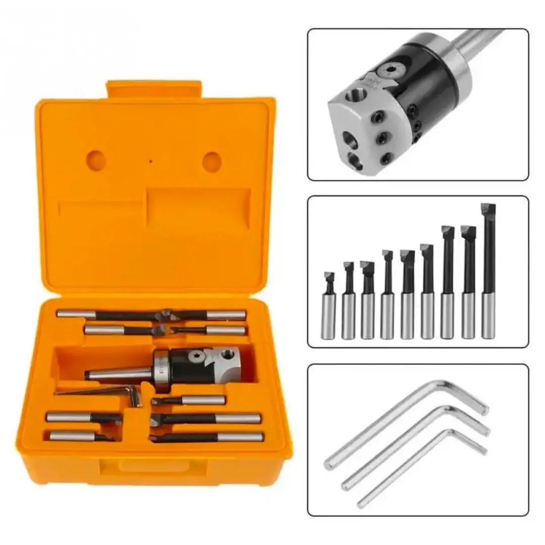 Milling Machine F1-2 Inch-9PCS Boring Machine Interchangeable Boring Machine Clamp Tool Bar Set Tool Holder Carbide