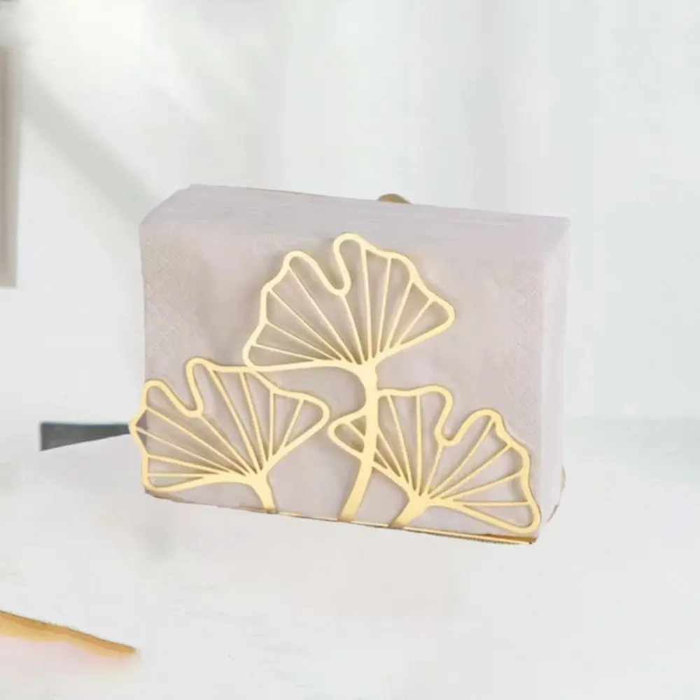 Sturdy High-end Ginkgo Leaf Napkin Holder Simple Modern Metal Tissue Holder Handicraft Iron Tissue Rack Restaurant