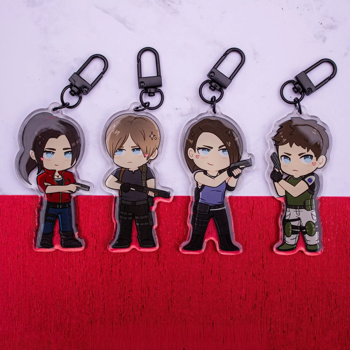 Biohazard Acrylic Keychain | Lyon Kennedy | Gil Valentien | Chris Redfield | Claire Redfield