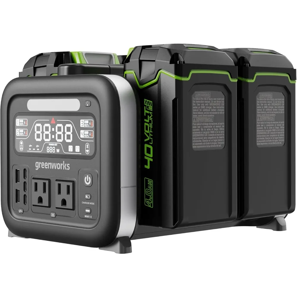 40V 500W Portable Power Station, 4-Slot Inverter, Smart APP Control Generators, Outdoor Backup Power Supply,  Generator