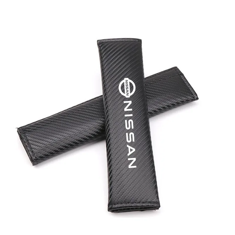 Car Seat Belt Pad Carbon Fibre Safety Belt Shoulder Cover Protection for Nissan Tiida Sylphy Teana Almera Qashqai X-trail Auto view 4