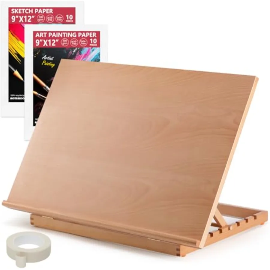 

Tabletop Easel for Painting 24.88x17.28 Extra Large Adjustable Beechwood Drawing Board Art Easel for Painting Sketching and Dis