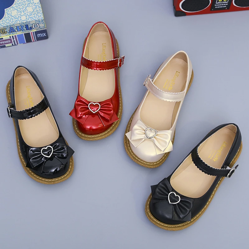 Kawaii Lolita Shoes Bow JK Uniform Shoes Mary Janes Shoes Woman Lolita Dress Cosplay Shoes Women Red Black Student Shoes