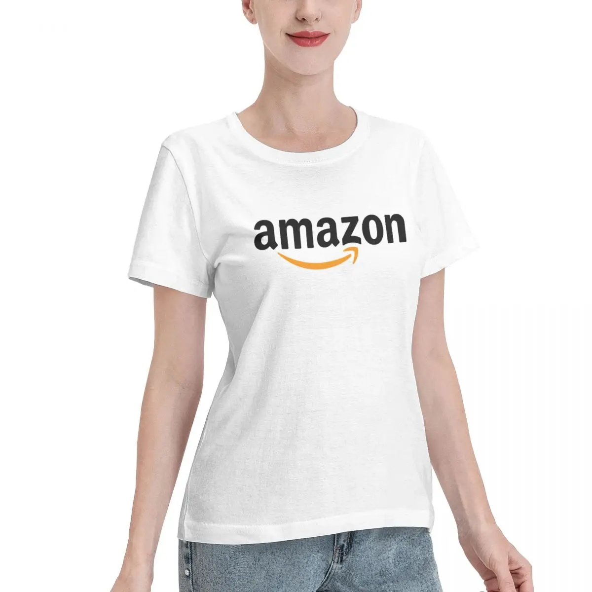 A Amazon Tee-Shirts Cotton T-shirts Women Short Sleeve O-Neck Tops