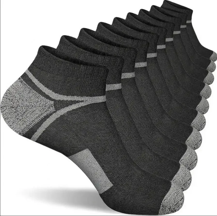 Multicolor Striped Men's Low-Top Invisible Short Socks with Mesh, Sweat-Wicking, Non-Slip, Odor-Resistant, Durable