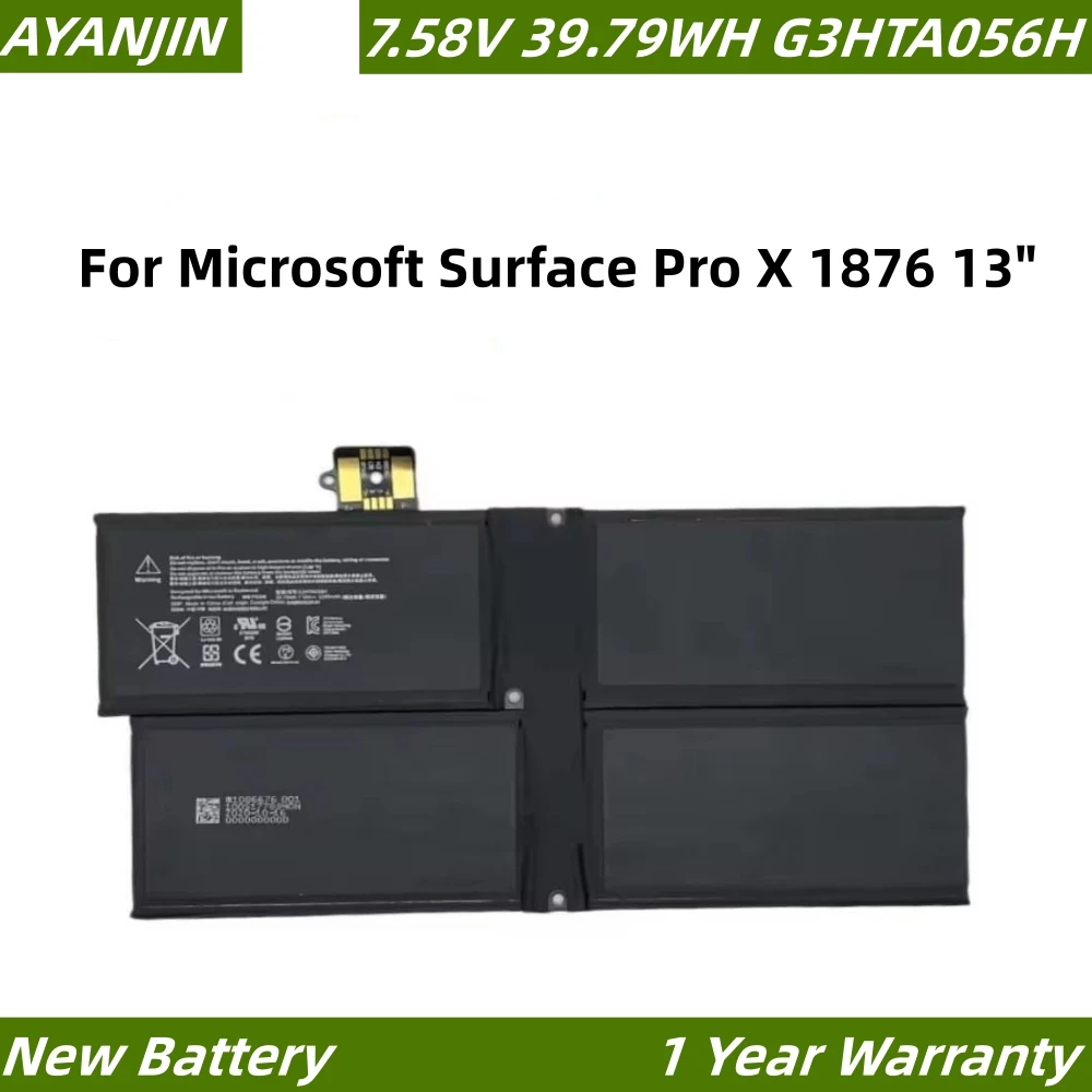 

G3HTA056H 7.58V 5249mAh/39.79WH Laptop Battery for Microsoft Surface Pro X 1876 13" Notebook MQ03