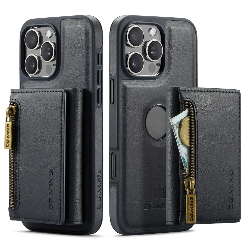 

2 in 1 Leather Phone Case for iPhone 17 Pro Max 17Air 16E 16 Plus 15 14 13 12 11 Magnetic RFID Blocking Zipper Card Slot Wallet