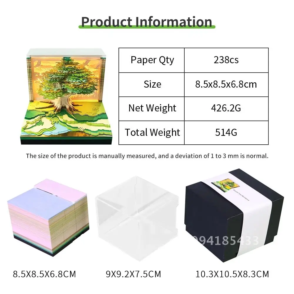 Calendar 2025 Desktop Decor 3D Notepad Sakura Treehouse 3D Memo Pad Block Note Offices Paper Notes Christmas Birthday Novel Gift