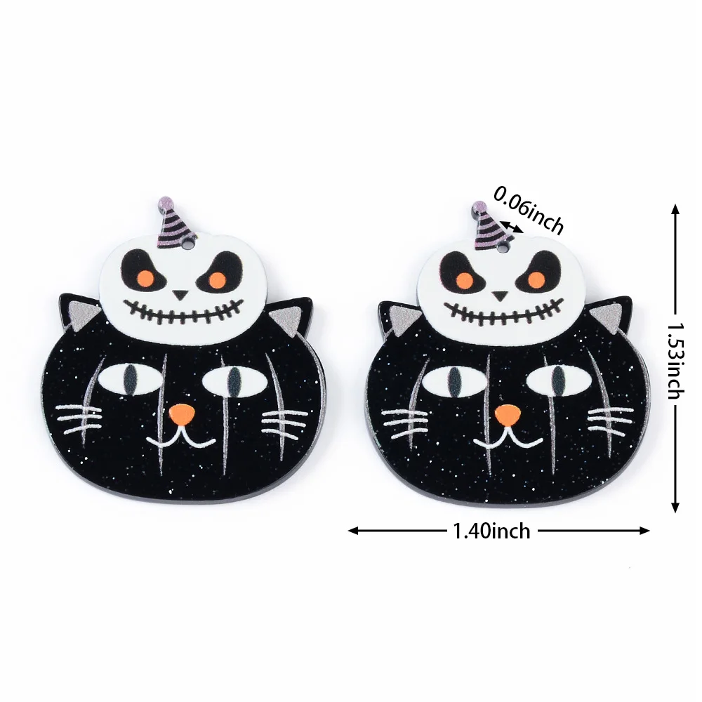 10 pz colore 3D Drip Oil Bat Spider Pumpkin Cat acrilico Board Earnail ciondolo fai da te Halloween Earnail collana pendente accessori