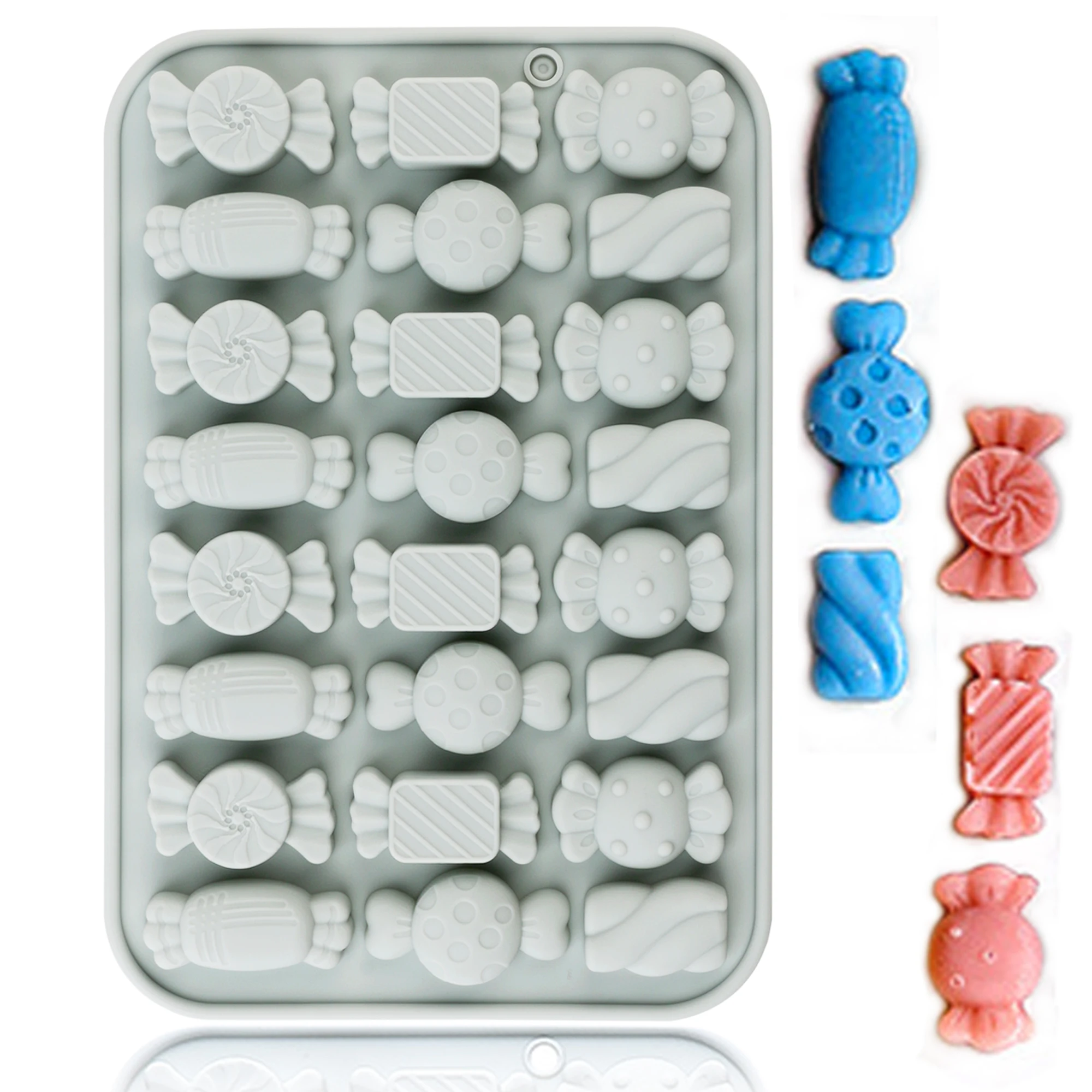 1 molde de silicona para dulces navideños, molde de silicona azul grueso antiadherente, para gomitas, caramelos duros, postres, ganache, chocolate