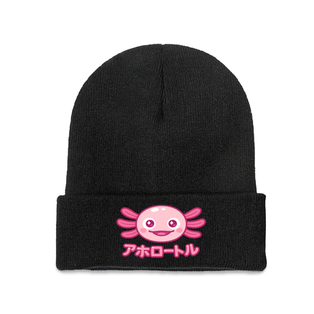 

Kawaii Axolotl Face Knitting Hat Beanie Caps Skullies Beanies Ski Cap Soft Bonnet Hats Winter Warm