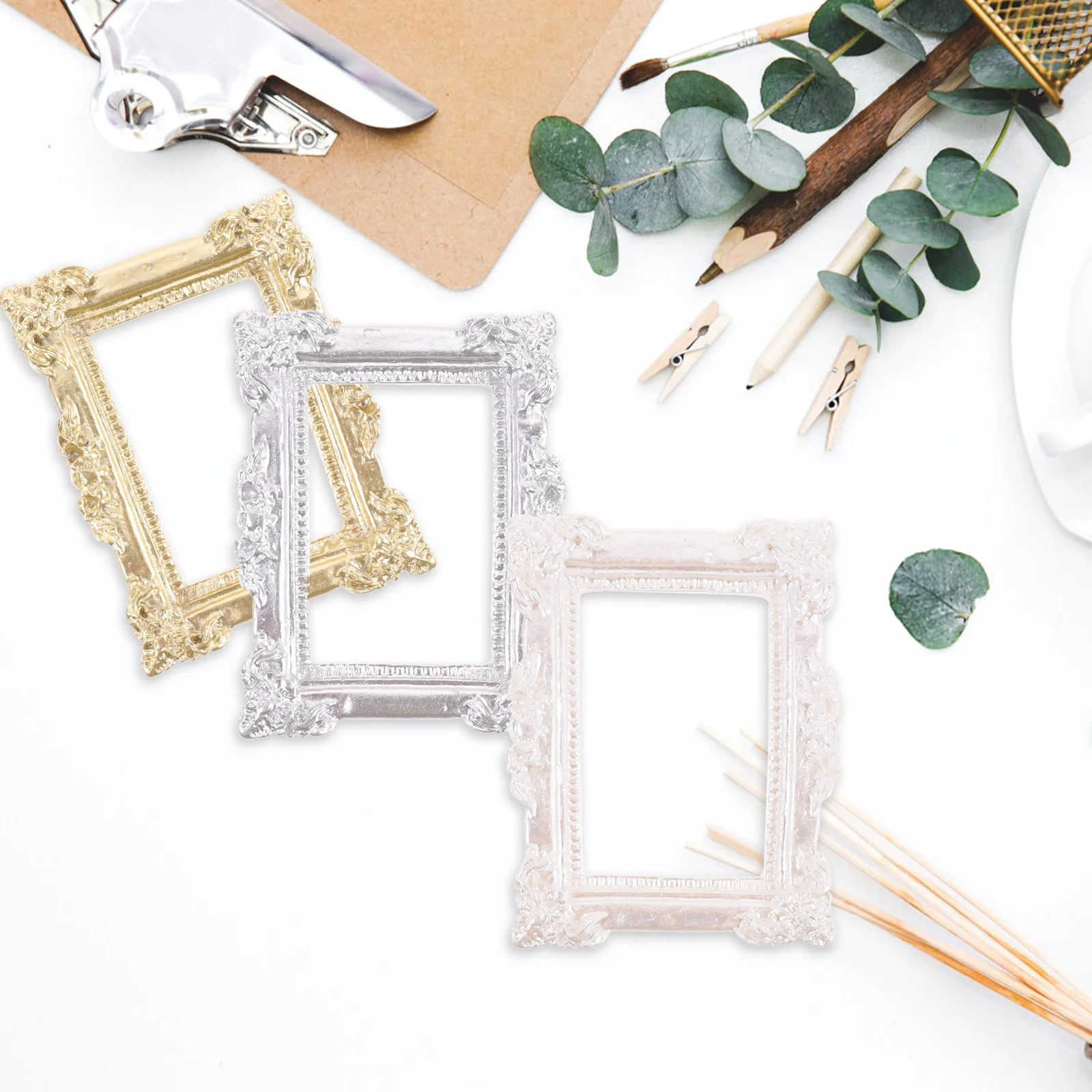 9 Pcs Dollhouse Picture Frames 1 12 Scale Photo Ornaments Phone Accessories for DIY Crafts Making Decorate Miniature Resin