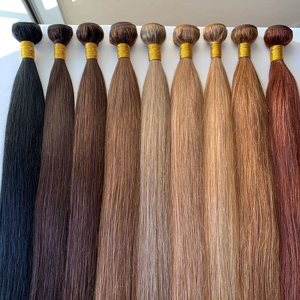 Brazilian Human Hair Weave Bundles Brown Straight Colored Human Hair Bundles Remy Burgundy Red Human Hair Extensions ESTRELLA
