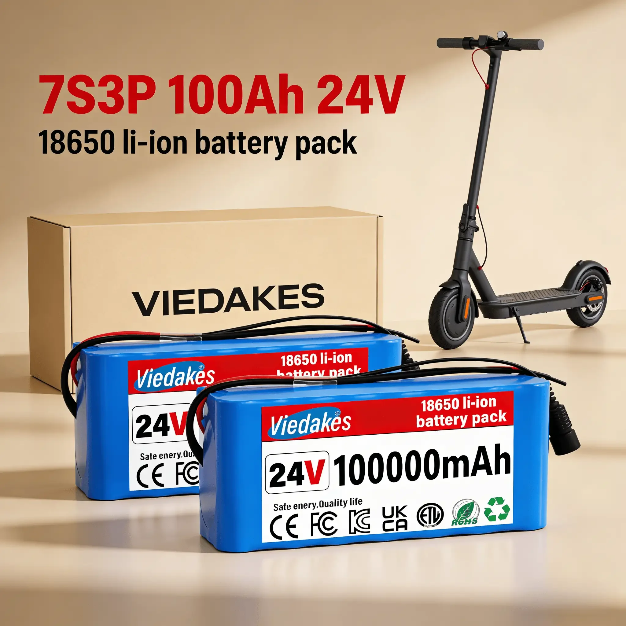 

24V electric wheelchair lithium battery, mobile battery, BMS protection, 7s3p, 24V, 100Ah, 18650 lithium battery, 29.4V, 350W