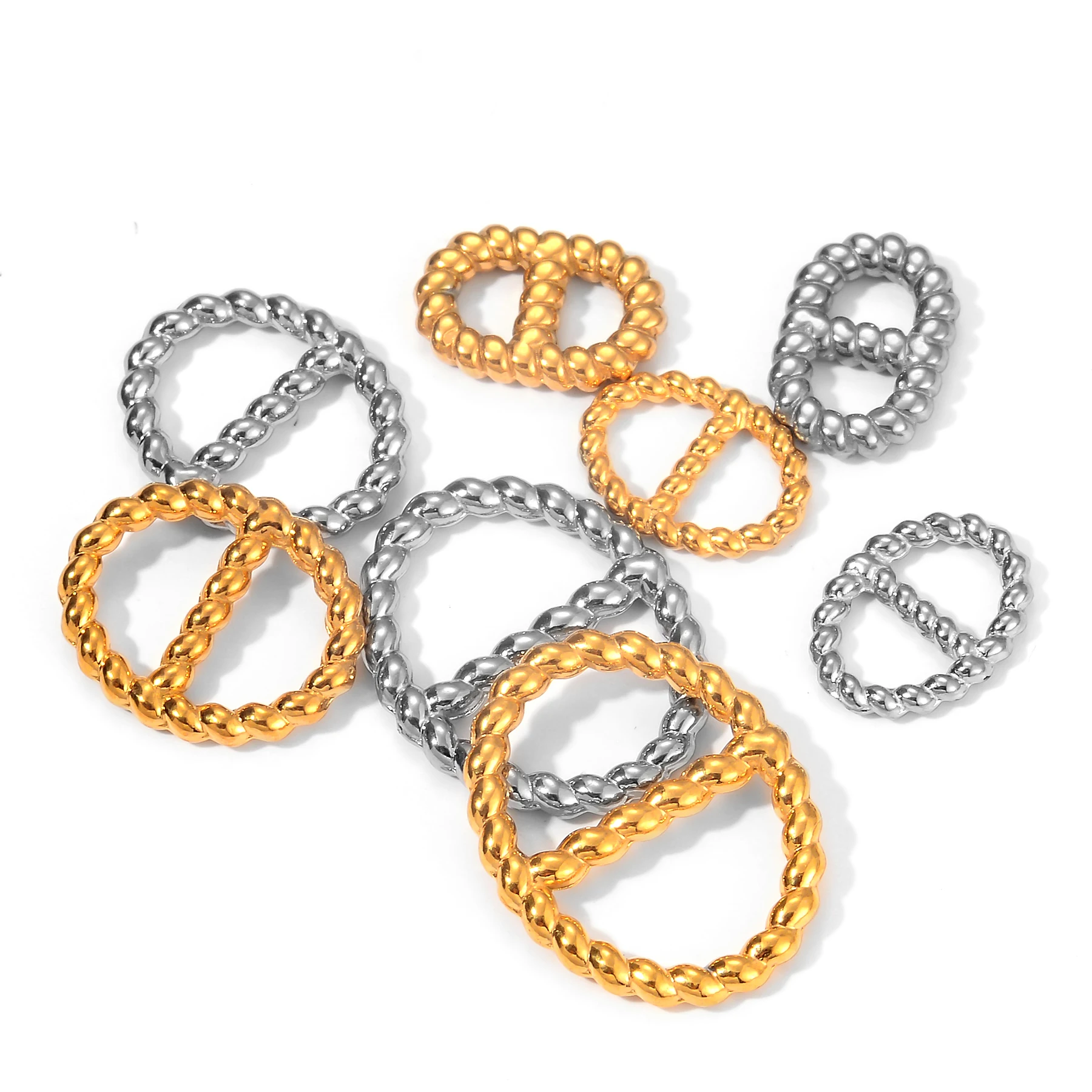 

10pcs/lot Stainless Steel Connectors Pendant Gold Color Geometry Pig Nose Charms For DIY Necklace Bracelet Jewelry Making