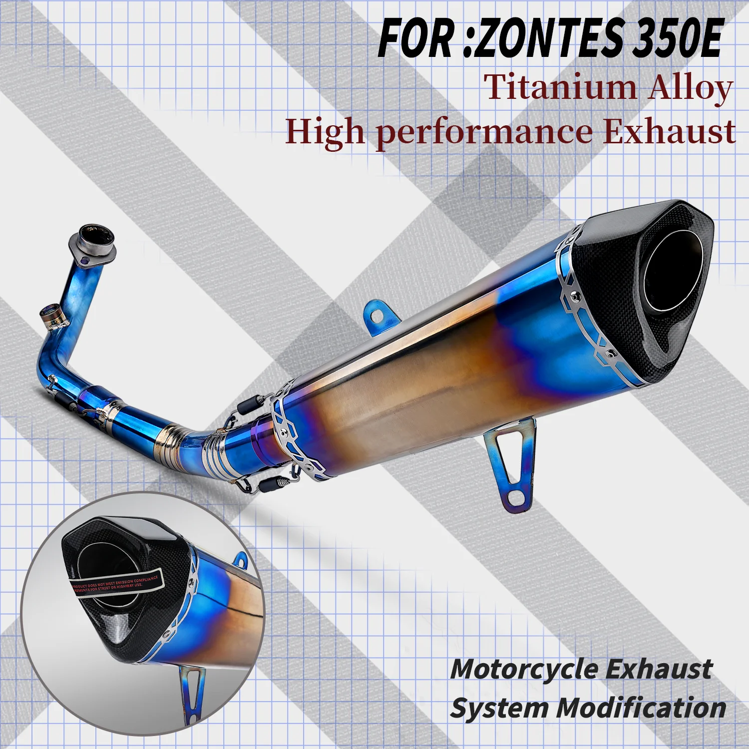 

For ZONTES 350E motorcycle exhaust Ti. alloy System modification with Ti. muffler for ZONTES 350E