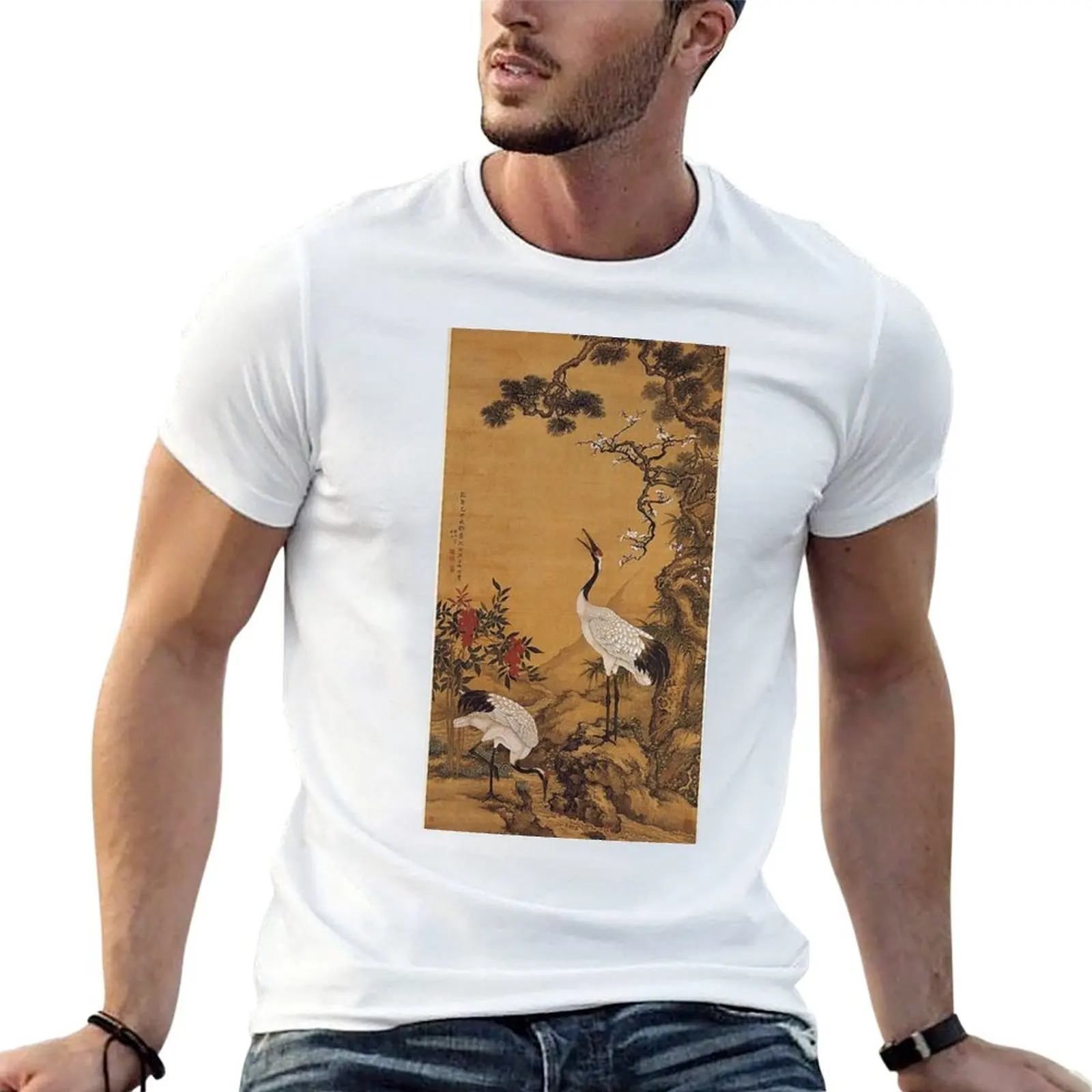 

Pine, Plum and Cranes by Shen Quan, 1759 T-Shirt t shirt man luxury t shirts with prints T-Shirt