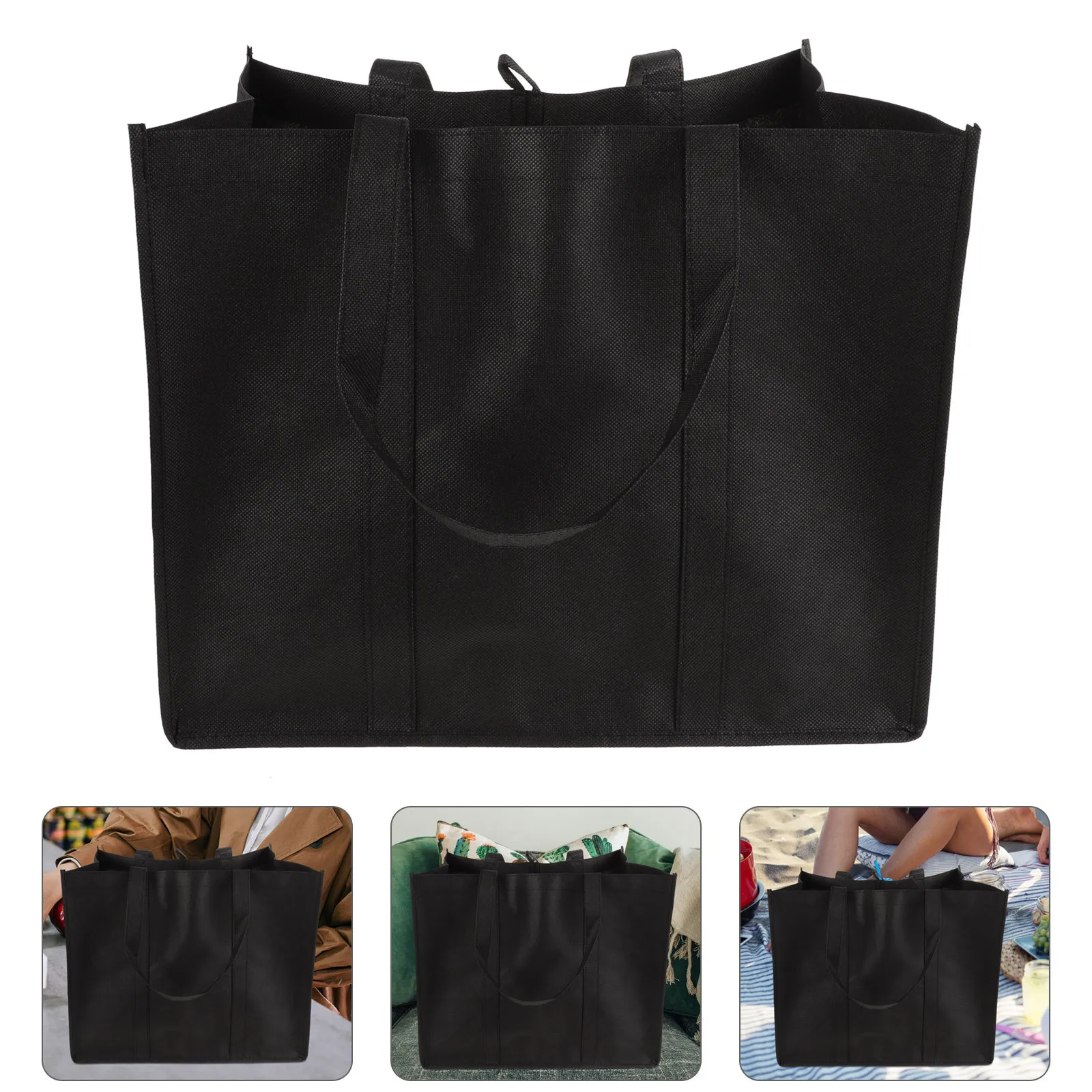 

5 шт. нетканые сумки для покупок, складная многоразовая сумка для пикника, большая вместительная сумка для переноски еды для кемпинга, работы в школе