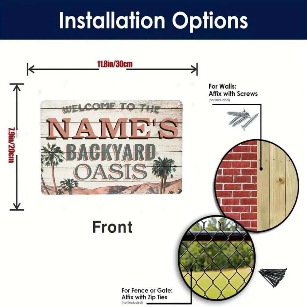 1pc 2D Flat Custom Family House Name Plaque 12x8 Inch Weather Resistant Aluminum Wall Decor Porch Patio Outdoor Sign