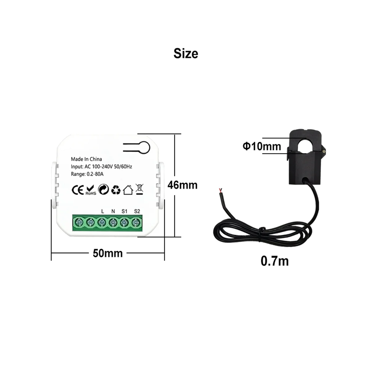 Tuya Smart Life WiFi Energy Meter 80A with Current Transformer Clamp KWh Power Monitor Electricity Statistics110V 230V