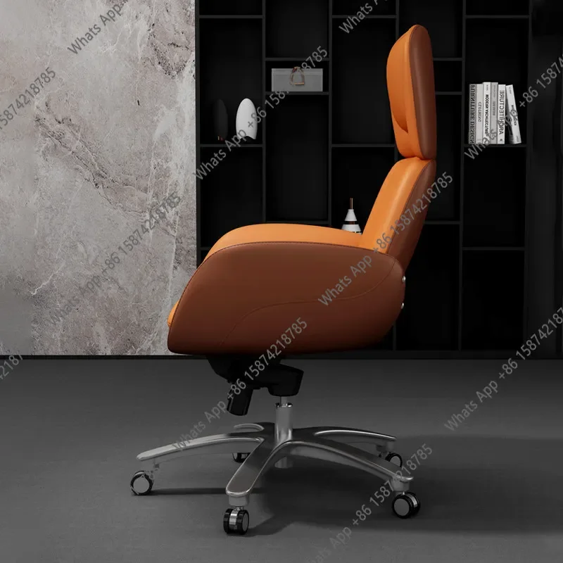 V-Italian light luxury leather boss comfortable computer office chair senior cowhide president general manager chair