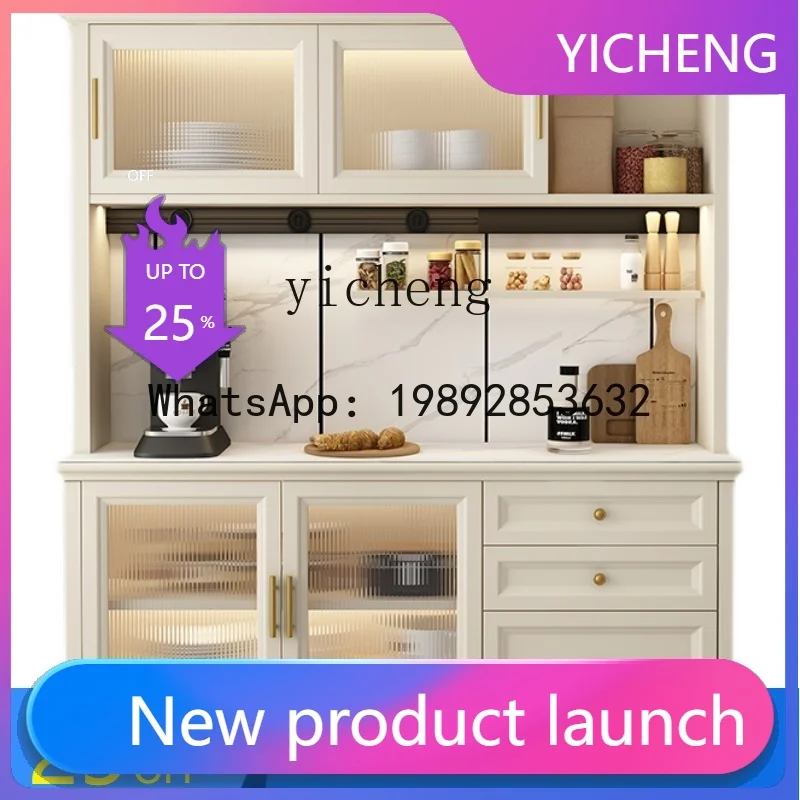 

Q6 solid wood dining side cabinet simple modern glass cupboard living room hole board storage