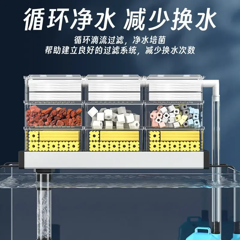Drip box Fish tank upper filtr box Water purificatio  External hanging three-in-one grass tank upper circulation system  box
