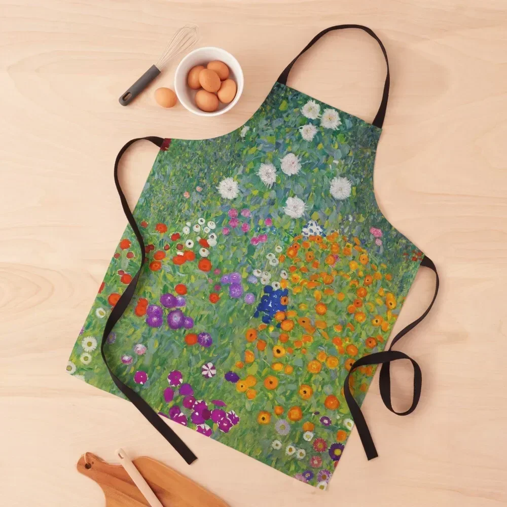 

Gustav Klimt Flower Garden Apron For Women New year's Household Items Kitchen Apron