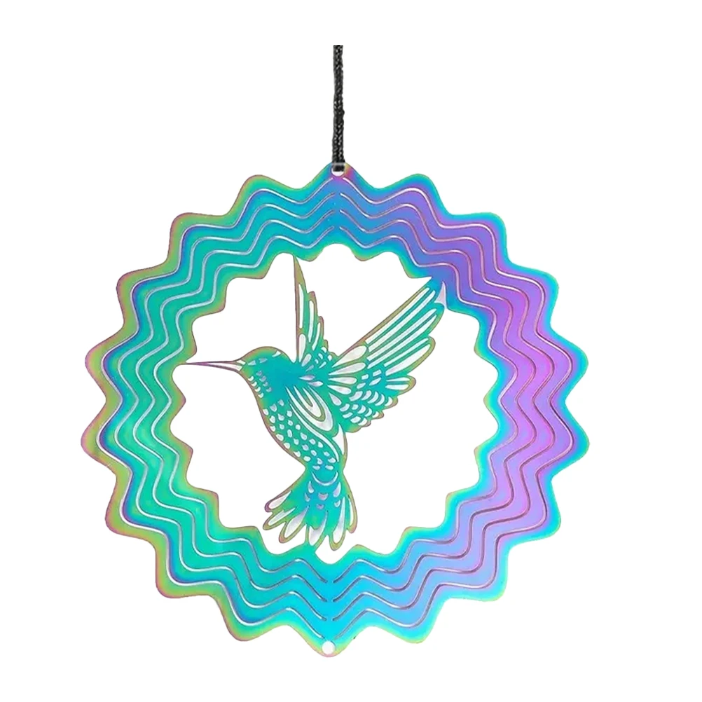 

Decorations Wind Chime Hummingbird Hanging Spinners Ornaments Garden Colorful Sculpture for outside