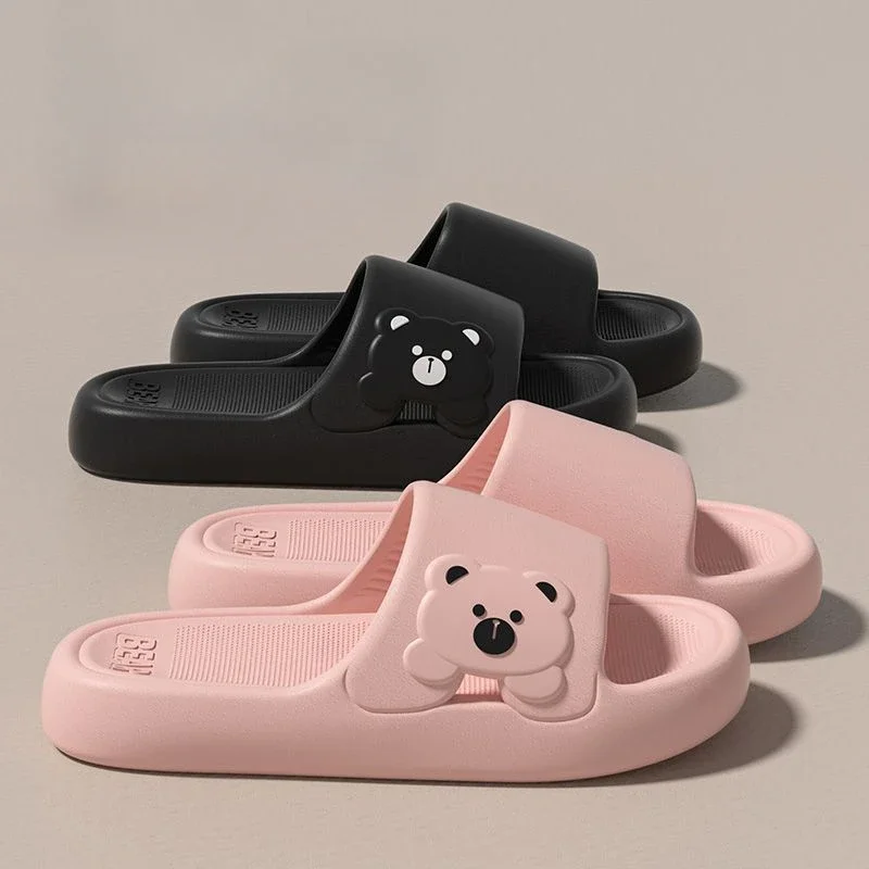 Cute Little Bear Slippers for Women Summer New Indoor Home Dormitory Anti slip Stepping Shit Feeling Thick Bottom EVA Slippers