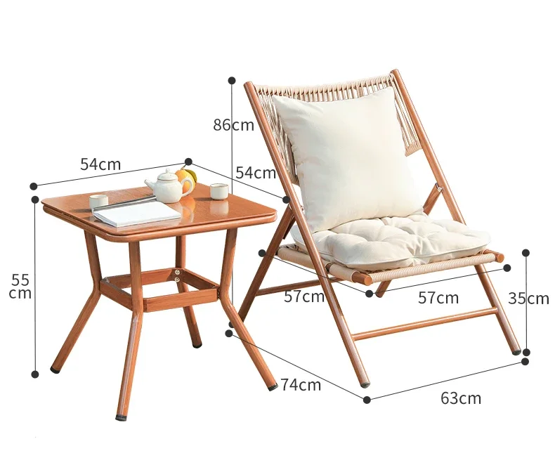 

Small apartment balcony casual tea rattan chair three-piece set