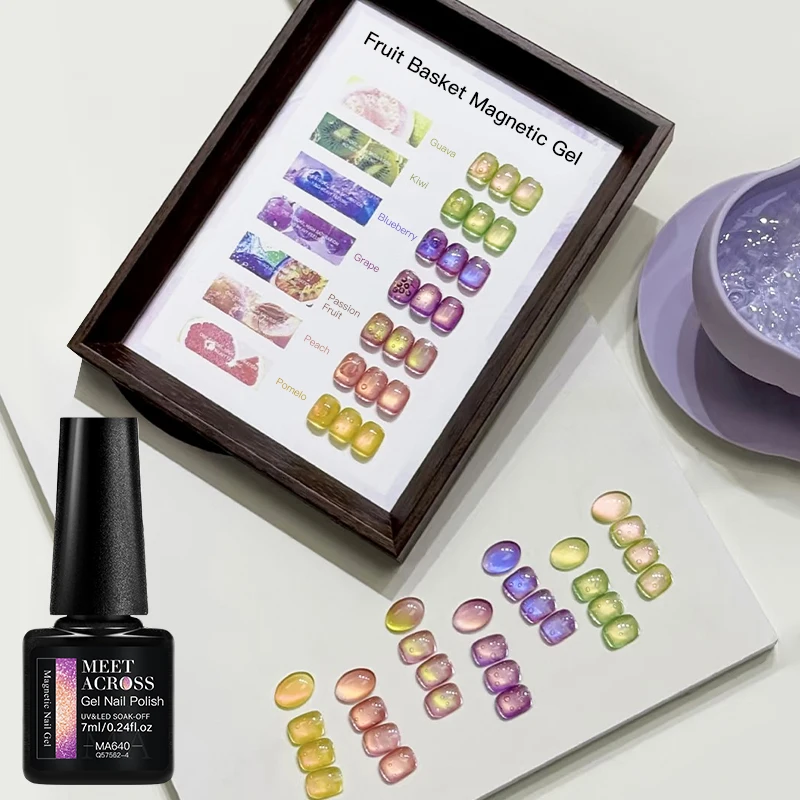 MEET ACROSS 7 ml Fruity Cat Magnetischer Nagelgellack 7 Farben HEMA Free Semi Permanent UV/LED Nagelzubehör Maniküre-Lacke