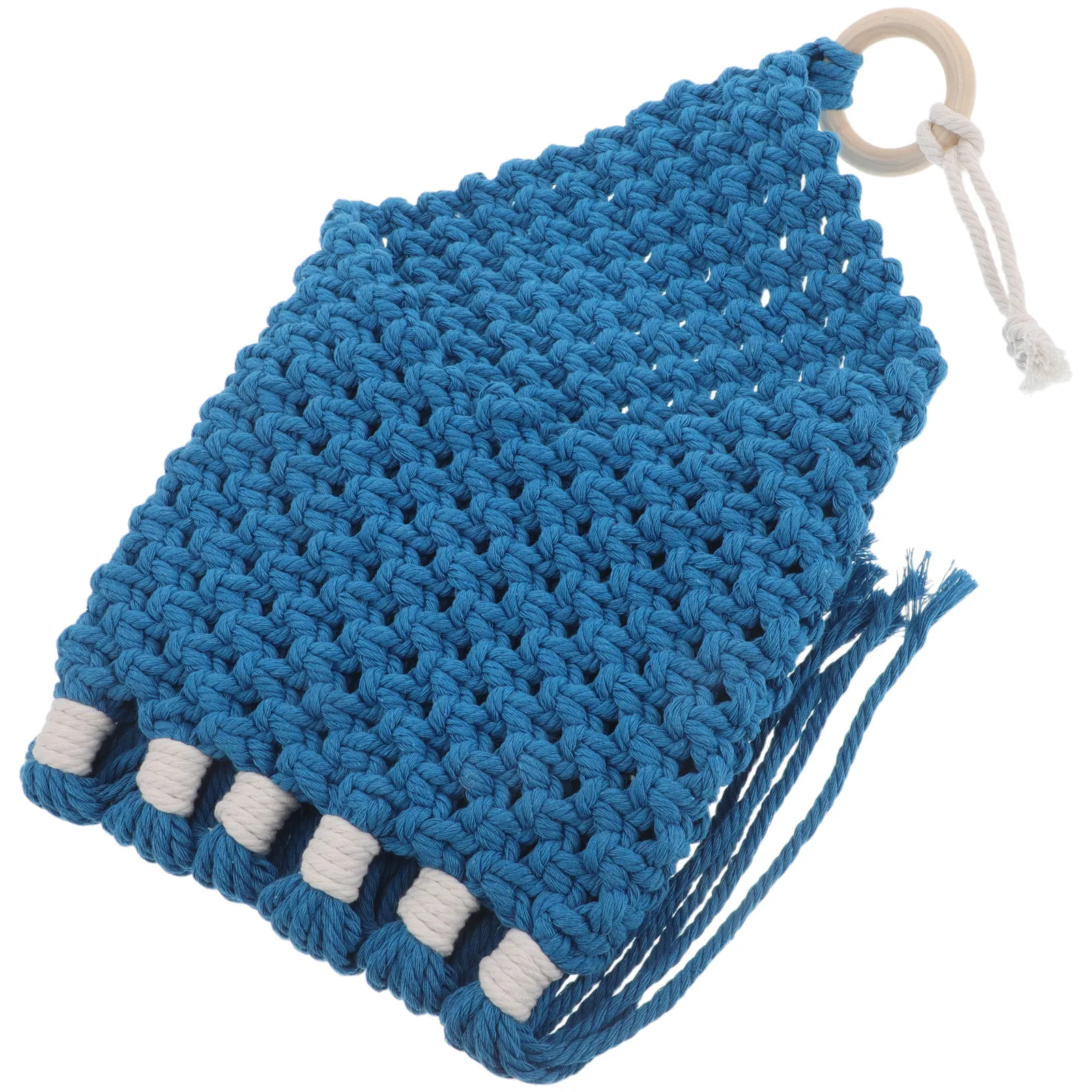 Cesta de pared multifuncional tejida a mano estilo nórdico, bolsa de almacenamiento decorativa boho para sala de estar