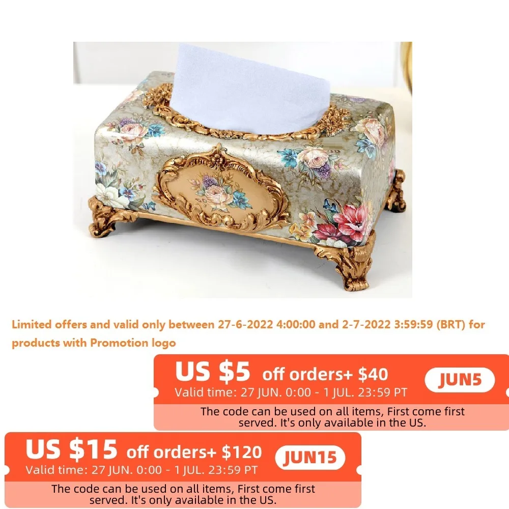 

American Style Decoration Luxury Vintage Rustic Resin Tissue Box