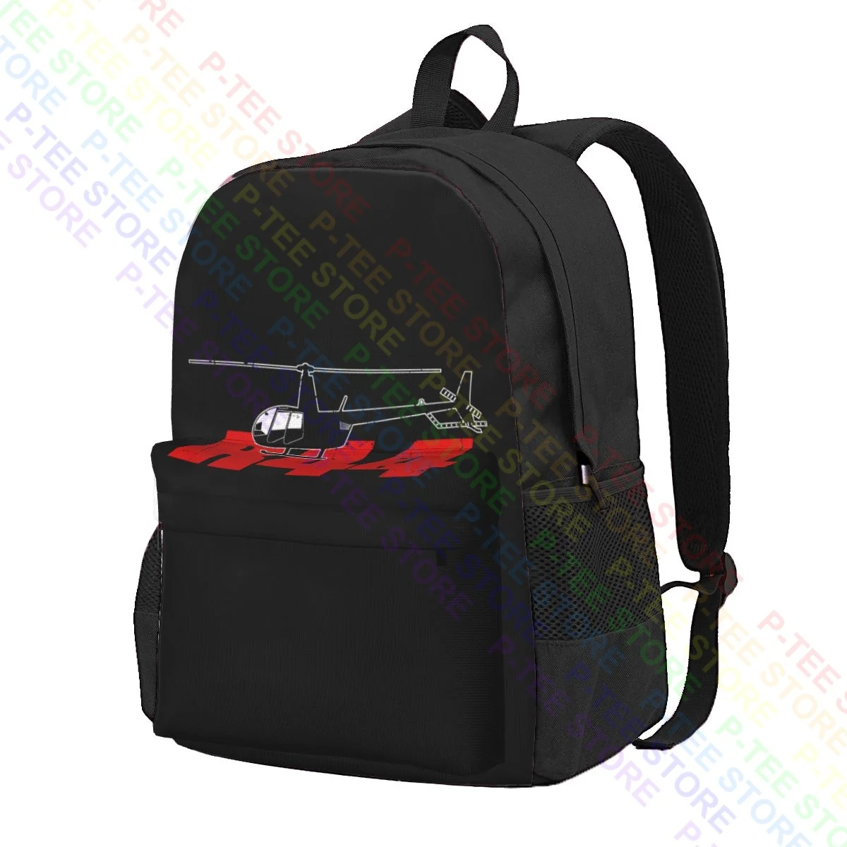 R44 Helicopter Pilot Aviation Large Capacity Backpack School Creative Gym Tote Bag Large Capacity