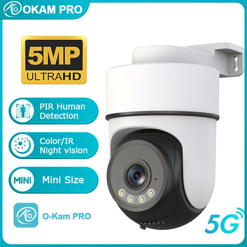 

OKAM PRO Home Security Camera HD 5MP 5G WiFi IP CCTV PIR Mobile Tracking Color Night Vision Two-Way Intercom AI Smart Camera