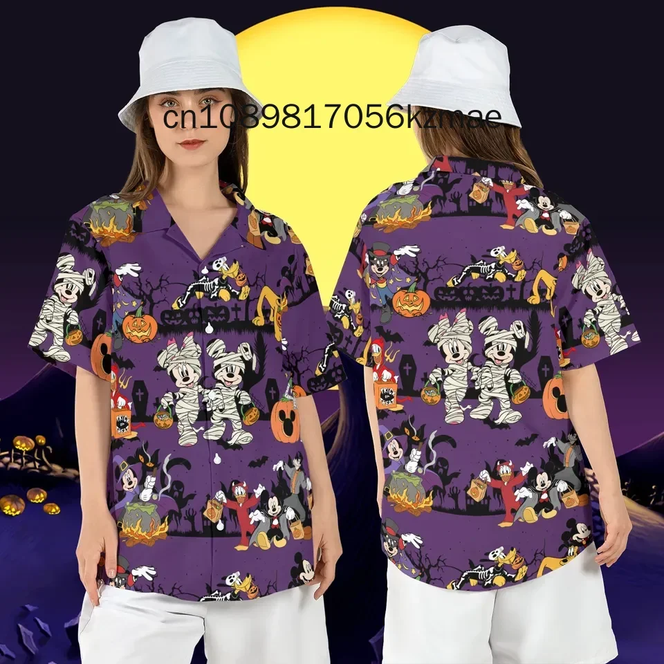 

Halloween Mickey Vampire Hawaiian Shirt Disney Summer Vacation Shirt Beach Surf Shirt Trendy Vintage Button Down Shirt