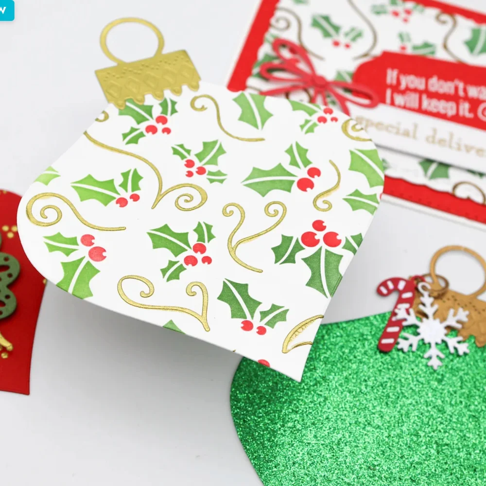 Christmas Holly & Swirls Stencils Stamps Alphabet Charm Metal Cutting Dies DIY Scrapbook Album Decoration Embossing Paper Card